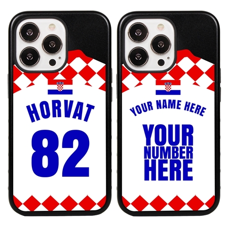 Personalized Croatia Soccer Jersey Case for iPhone 13 Pro (Black Case, Black Silicone)
