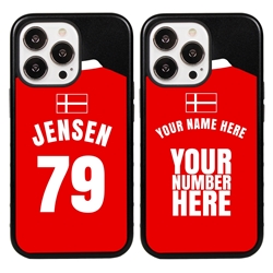 
Personalized Denmark Soccer Jersey Case for iPhone 13 Pro - Hybrid - (Black Case, Black Silicone)
