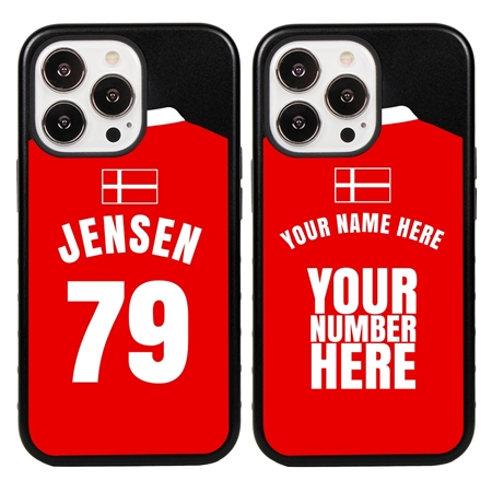 Personalized Denmark Soccer Jersey Case for iPhone 13 Pro - Hybrid - (Black Case, Black Silicone)

