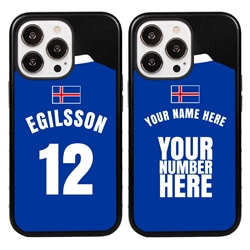 
Personalized Iceland Soccer Jersey Case for iPhone 13 Pro - Hybrid - (Black Case, Black Silicone)