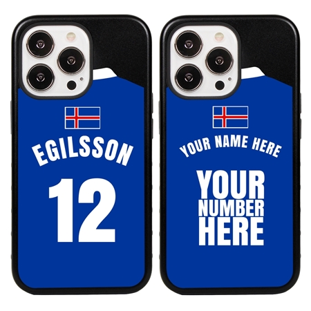 Personalized Iceland Soccer Jersey Case for iPhone 13 Pro (Black Case, Black Silicone)
