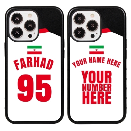 Personalized Iran Soccer Jersey Case for iPhone 13 Pro - Hybrid - (Black Case, Black Silicone)
