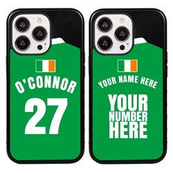 
Personalized Ireland Soccer Jersey Case for iPhone 13 Pro - Hybrid - (Black Case, Black Silicone)