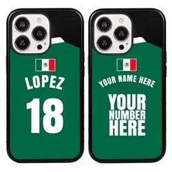 
Personalized Mexico Soccer Jersey Case for iPhone 13 Pro - Hybrid - (Black Case, Black Silicone)