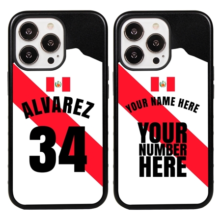 Personalized Peru Soccer Jersey Case for iPhone 13 Pro - Hybrid - (Black Case, Black Silicone)
