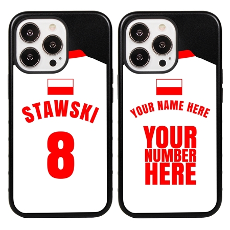 Personalized Poland Soccer Jersey Case for iPhone 13 Pro (Black Case, Black Silicone)
