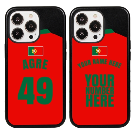 Personalized Portugal Soccer Jersey Case for iPhone 13 Pro (Black Case, Black Silicone)
