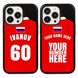 
Personalized Russia Soccer Jersey Case for iPhone 13 Pro - Hybrid - (Black Case, Black Silicone)