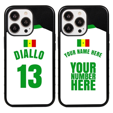 Personalized Senegal Soccer Jersey Case for iPhone 13 Pro - Hybrid - (Black Case, Black Silicone)
