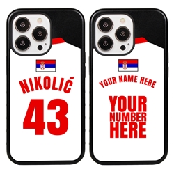 
Personalized Serbia Soccer Jersey Case for iPhone 13 Pro - Hybrid - (Black Case, Black Silicone)