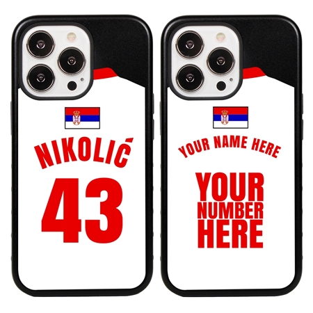 Personalized Serbia Soccer Jersey Case for iPhone 13 Pro (Black Case, Black Silicone)
