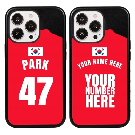 Personalized South Korea Soccer Jersey Case for iPhone 13 Pro (Black Case, Black Silicone)
