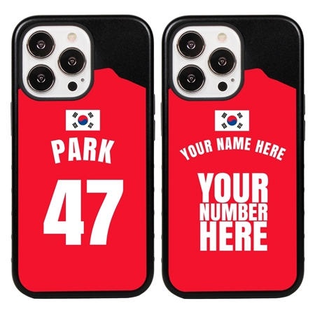 Personalized South Korea Soccer Jersey Case for iPhone 13 Pro - Hybrid - (Black Case, Black Silicone)
