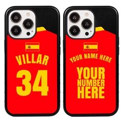 
Personalized Spain Soccer Jersey Case for iPhone 13 Pro - Hybrid - (Black Case, Black Silicone)