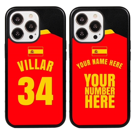 Personalized Spain Soccer Jersey Case for iPhone 13 Pro - Hybrid - (Black Case, Black Silicone)
