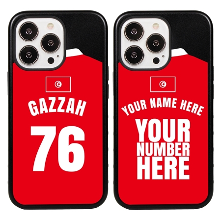 Personalized Tunisia Soccer Jersey Case for iPhone 13 Pro - Hybrid - (Black Case, Black Silicone)
