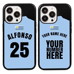 
Personalized Uruguay Soccer Jersey Case for iPhone 13 Pro - Hybrid - (Black Case, Black Silicone)