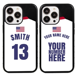 
Personalized USA Soccer Jersey Case for iPhone 13 Pro - Hybrid - (Black Case, Black Silicone)