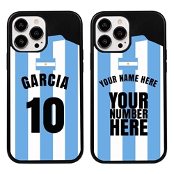 
Personalized Argentina Soccer Jersey Case for iPhone 13 Pro Max - Hybrid - (Black Case, Black Silicone)