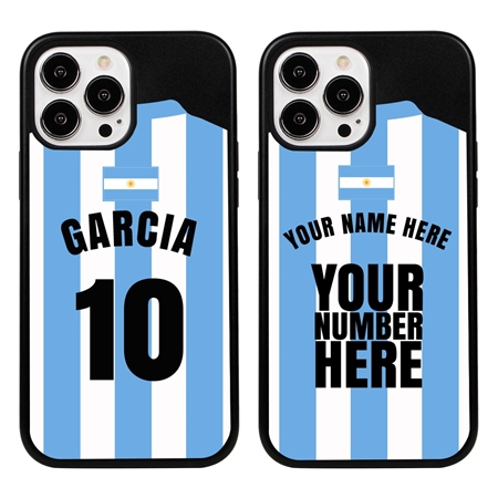 Personalized Argentina Soccer Jersey Case for iPhone 13 Pro Max - Hybrid - (Black Case, Black Silicone)
