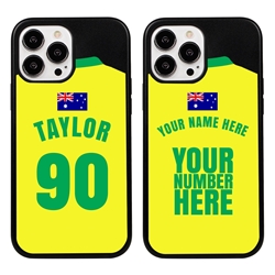 
Personalized Australia Soccer Jersey Case for iPhone 13 Pro Max - Hybrid - (Black Case, Black Silicone)