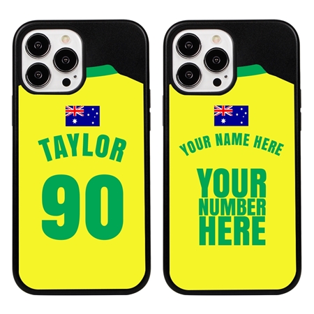 Personalized Australia Soccer Jersey Case for iPhone 13 Pro Max - Hybrid - (Black Case, Black Silicone)
