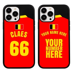 
Personalized Belgium Soccer Jersey Case for iPhone 13 Pro Max - Hybrid - (Black Case, Black Silicone)