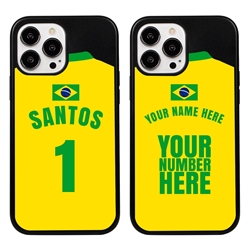 
Personalized Brazil Soccer Jersey Case for iPhone 13 Pro Max - Hybrid - (Black Case, Black Silicone)
