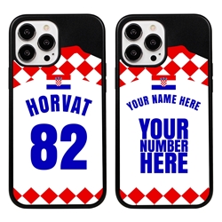 
Personalized Croatia Soccer Jersey Case for iPhone 13 Pro Max - Hybrid - (Black Case, Black Silicone)