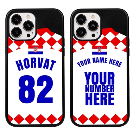 Personalized Croatia Soccer Jersey Case for iPhone 13 Pro Max (Black Case, Black Silicone)
