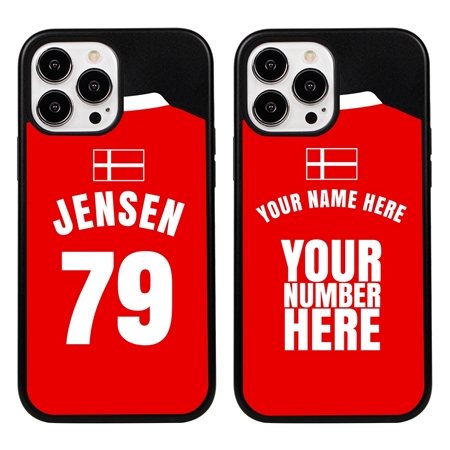 Personalized Denmark Soccer Jersey Case for iPhone 13 Pro Max - Hybrid - (Black Case, Black Silicone)
