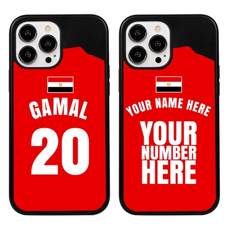 Personalized Egypt Soccer Jersey Case for iPhone 13 Pro Max - Hybrid - (Black Case, Black Silicone)
