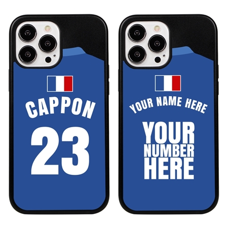 Personalized France Soccer Jersey Case for iPhone 13 Pro Max (Black Case, Black Silicone)
