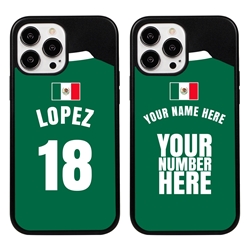 
Personalized Mexico Soccer Jersey Case for iPhone 13 Pro Max - Hybrid - (Black Case, Black Silicone)