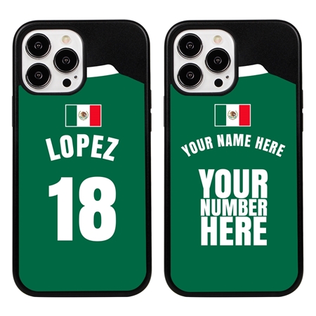 Personalized Mexico Soccer Jersey Case for iPhone 13 Pro Max (Black Case, Black Silicone)
