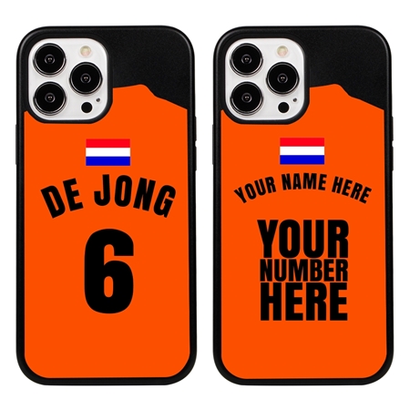 Personalized Netherlands Soccer Jersey Case for iPhone 13 Pro Max - Hybrid - (Black Case, Black Silicone)
