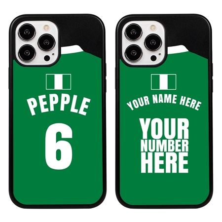 Personalized Nigeria Soccer Jersey Case for iPhone 13 Pro Max - Hybrid - (Black Case, Black Silicone)
