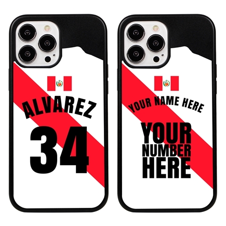 Personalized Peru Soccer Jersey Case for iPhone 13 Pro Max - Hybrid - (Black Case, Black Silicone)
