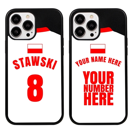 Personalized Poland Soccer Jersey Case for iPhone 13 Pro Max (Black Case, Black Silicone)
