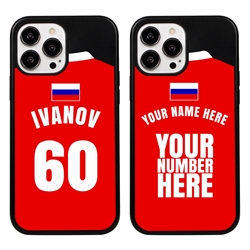 
Personalized Russia Soccer Jersey Case for iPhone 13 Pro Max - Hybrid - (Black Case, Black Silicone)