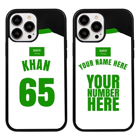 Personalized Saudi Arabia Soccer Jersey Case for iPhone 13 Pro Max - Hybrid - (Black Case, Black Silicone)
