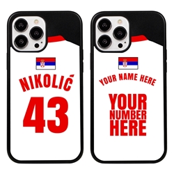 
Personalized Serbia Soccer Jersey Case for iPhone 13 Pro Max - Hybrid - (Black Case, Black Silicone)