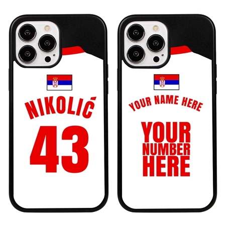 Personalized Serbia Soccer Jersey Case for iPhone 13 Pro Max (Black Case, Black Silicone)
