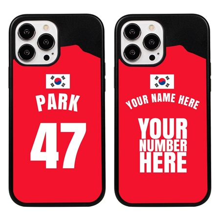 Personalized South Korea Soccer Jersey Case for iPhone 13 Pro Max - Hybrid - (Black Case, Black Silicone)
