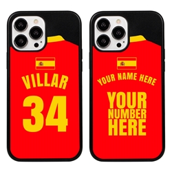 
Personalized Spain Soccer Jersey Case for iPhone 13 Pro Max - Hybrid - (Black Case, Black Silicone)