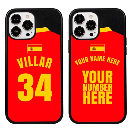 Personalized Spain Soccer Jersey Case for iPhone 13 Pro Max (Black Case, Black Silicone)
