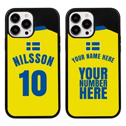 
Personalized Sweden Soccer Jersey Case for iPhone 13 Pro Max - Hybrid - (Black Case, Black Silicone)
