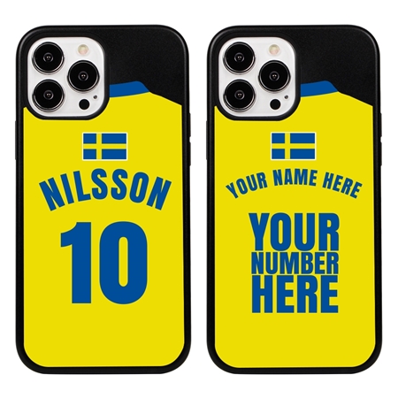 Personalized Sweden Soccer Jersey Case for iPhone 13 Pro Max (Black Case, Black Silicone)
