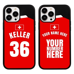 
Personalized Switzerland Soccer Jersey Case for iPhone 13 Pro Max - Hybrid - (Black Case, Black Silicone)