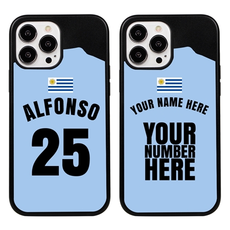 Personalized Uruguay Soccer Jersey Case for iPhone 13 Pro Max (Black Case, Black Silicone)
